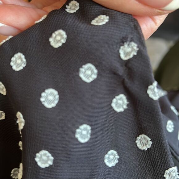 GABY SKYE,  SPOTTED FAUX WRAP HIGH LOW MIDI DRESS. Size 8 - Picture 8 of 8